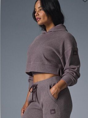 ALO Yoga Ribbed Muse Set Joggers (XS) & Hoodie (S) Raisenette